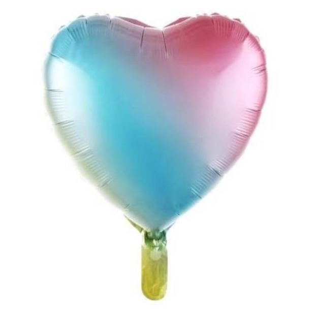 Kalp Folyo Balon Gökkuşağı 18 INÇ